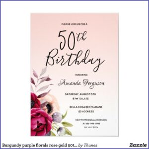 Rose Gold 50th Birthday Invitations