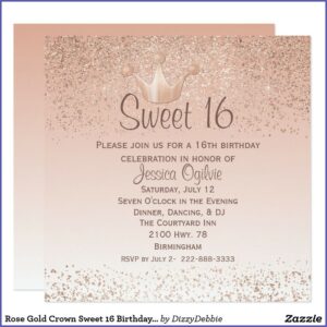 Rose Gold Invitations Sweet 16