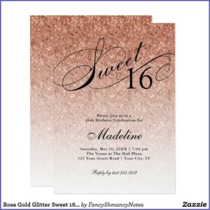 Rose Gold Sweet 16 Birthday Invitations