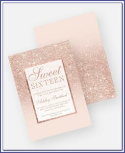 Rose Gold Sweet 16 Invitation Templates