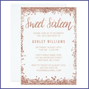 Rose Gold Sweet 16 Party Invitations