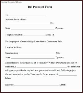 Sample Construction Bid Proposal Template