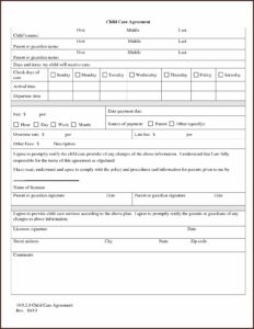 Sample Enrollment Form For Daycare
