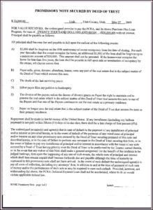 Sample Promissory Note Secured By Deed Of Trust California