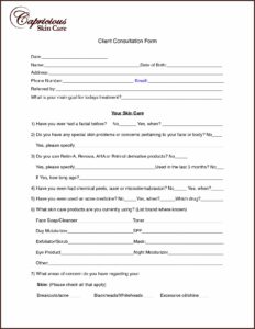 Semi Permanent Makeup Consultation Form