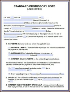 Simple Interest Promissory Note Form