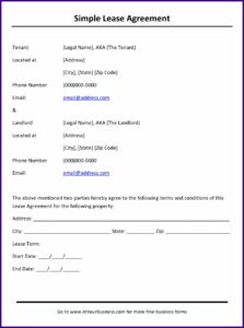 Simple Lease Agreement Template Pdf