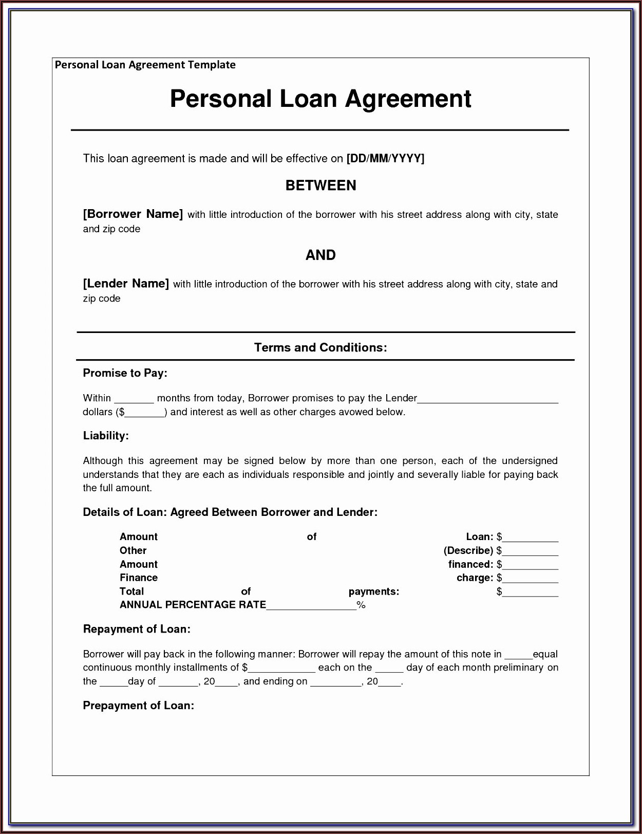 Simple Promissory Note Format