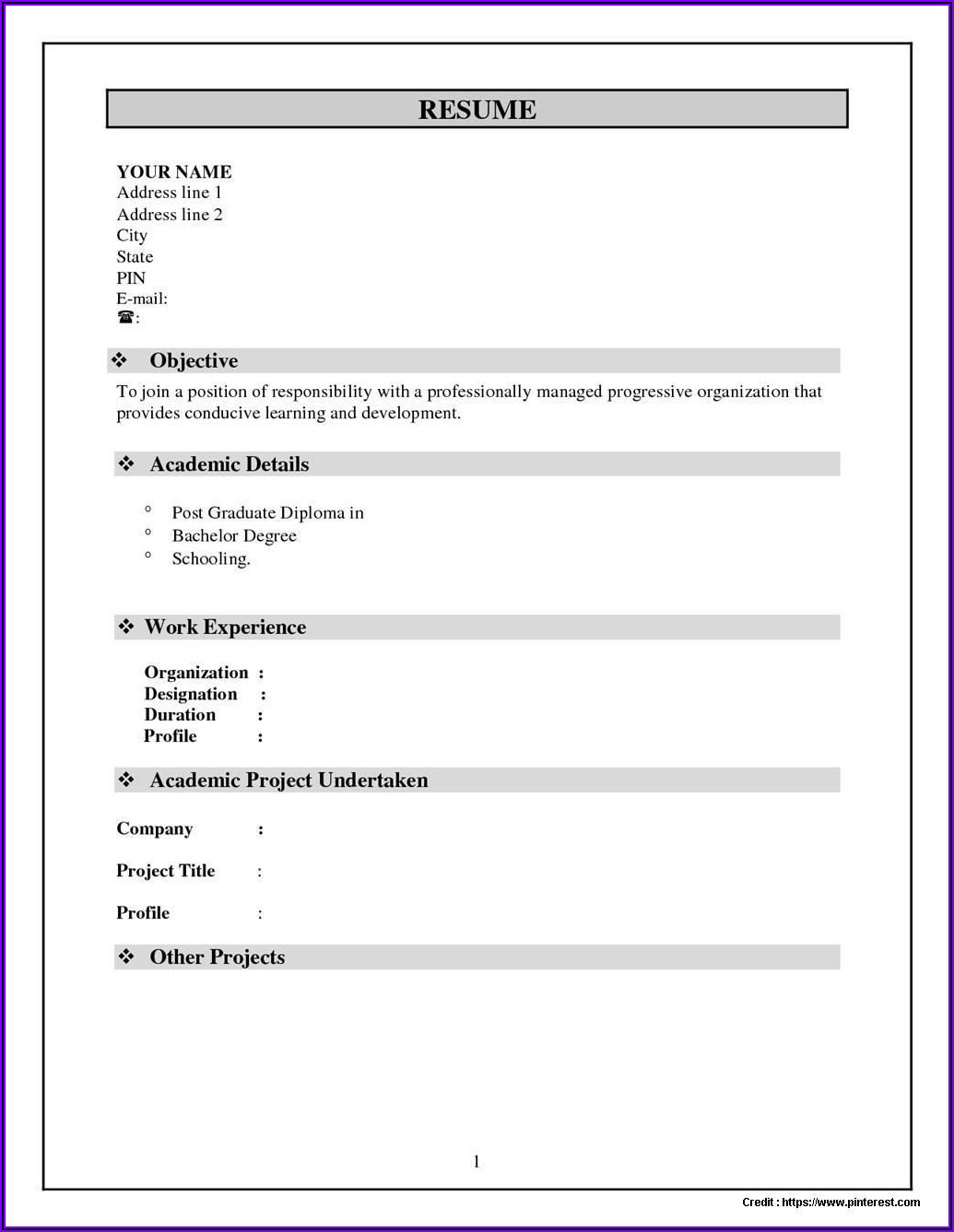 Simple Resume Examples Download