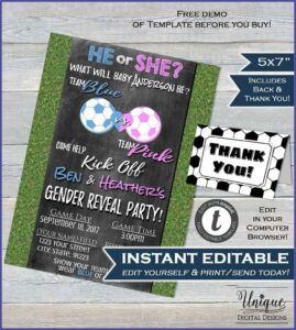 Soccer Gender Reveal Invitations Free