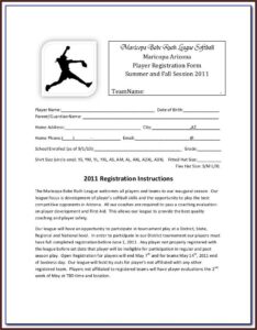 Softball Tournament Registration Form Template