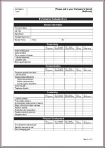 Staff Appraisal Form Template Free Uk