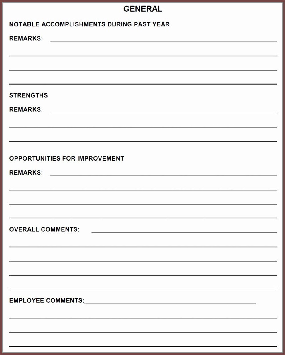 Staff Appraisal Form Template Free