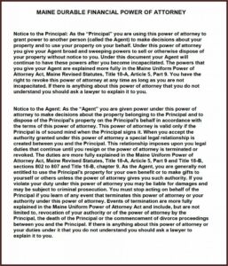 State Of Maine Durable Power Of Attorney Form