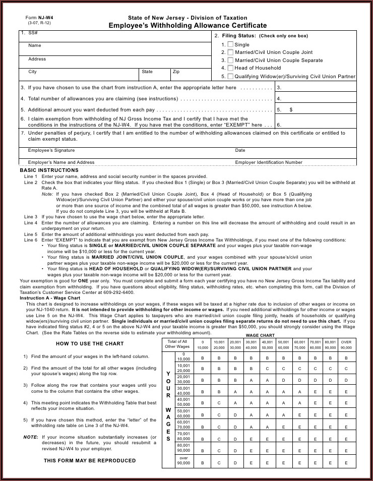 State Of New Jersey Disability Tax Form