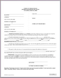 State Of Ohio Dissolution Of Marriage Forms