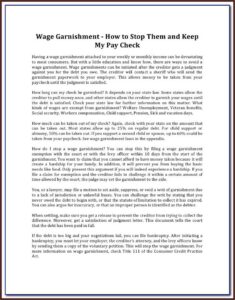 Stop Wage Garnishment Form
