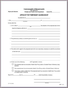 Temporary Guardianship Sample Form