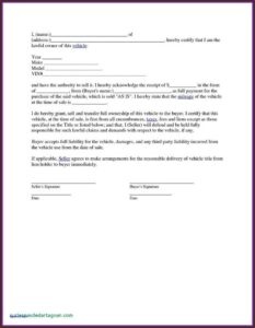 Texas Auto Bill Of Sale Form