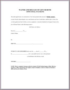 Texas Construction Lien Form