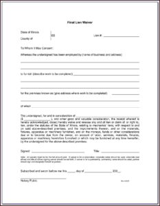 Texas Construction Lien Release Form