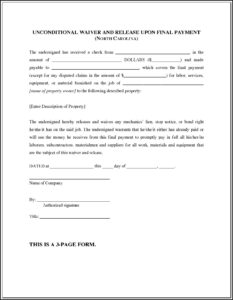 Texas Unconditional Lien Release Form