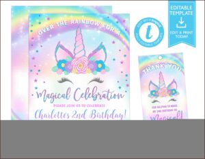 Unicorn Birthday Invitations Free