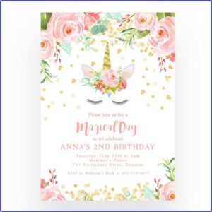 Unicorn Invitation Template Editable Free