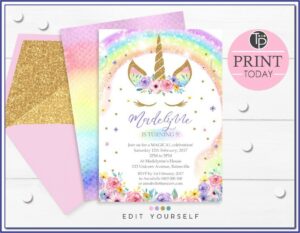 Unicorn Pool Party Invitation Template