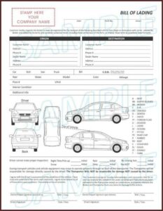 Vehicle Transport Bill Of Lading Template