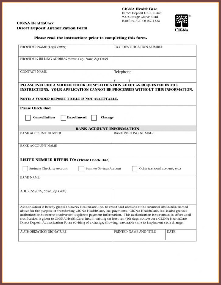 Vendor Achdirect Deposit Authorization Form Template