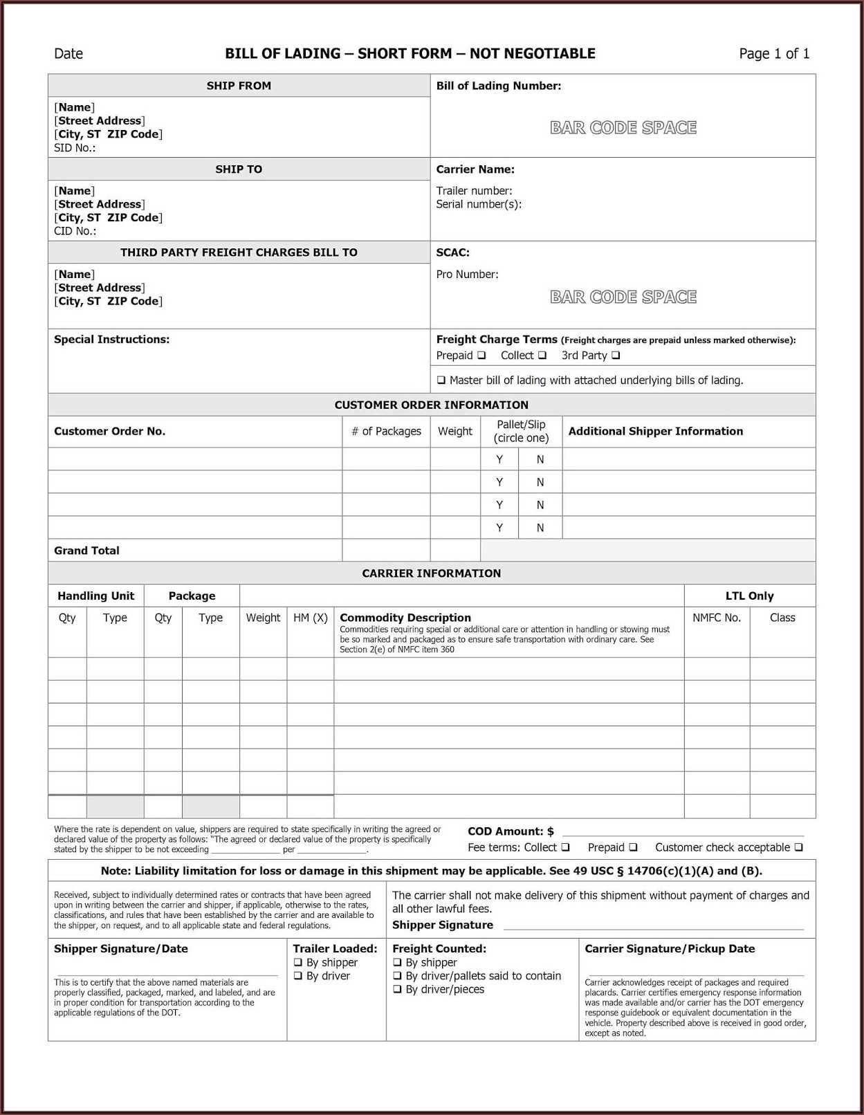 Bill Of Lading Template Download Form Resume Examples 76YGKqWgYo