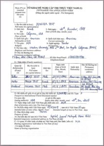 Vietnam Visa On Arrival Application Form Pdf