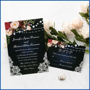 Vintage Floral Lace Wedding Invitations