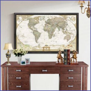 Vintage World Map Poster Large