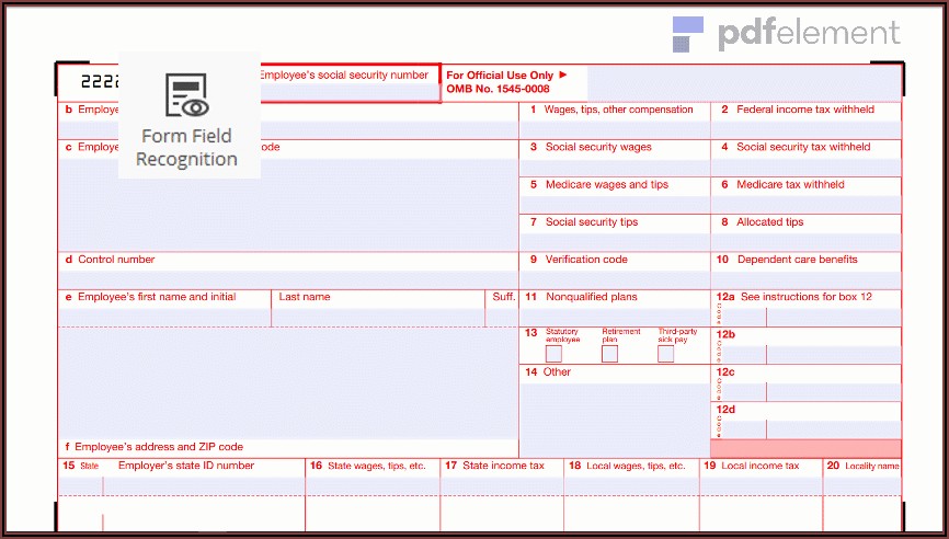 W2 Form Fillable 2019