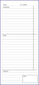 Waitress Order Pad Template
