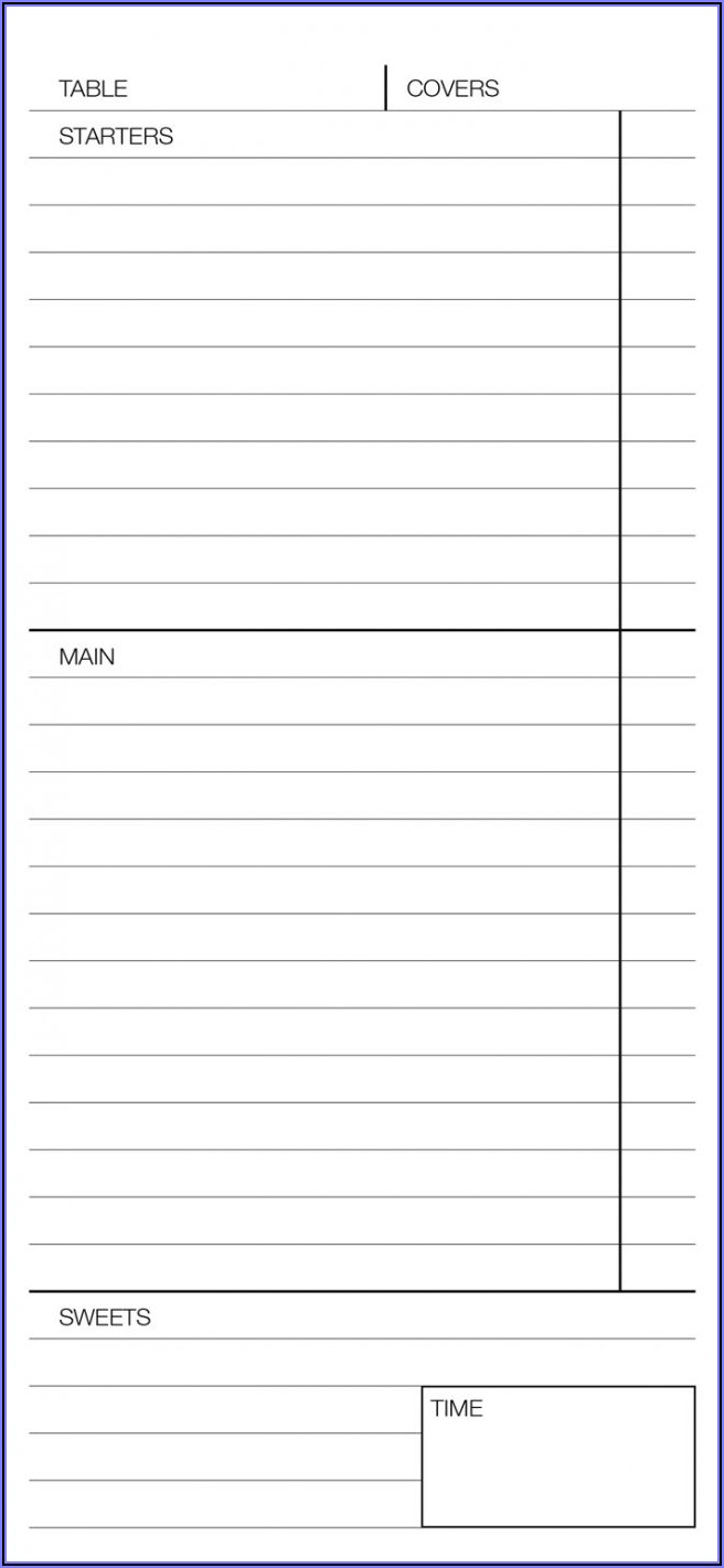 Waitress Order Pad Template