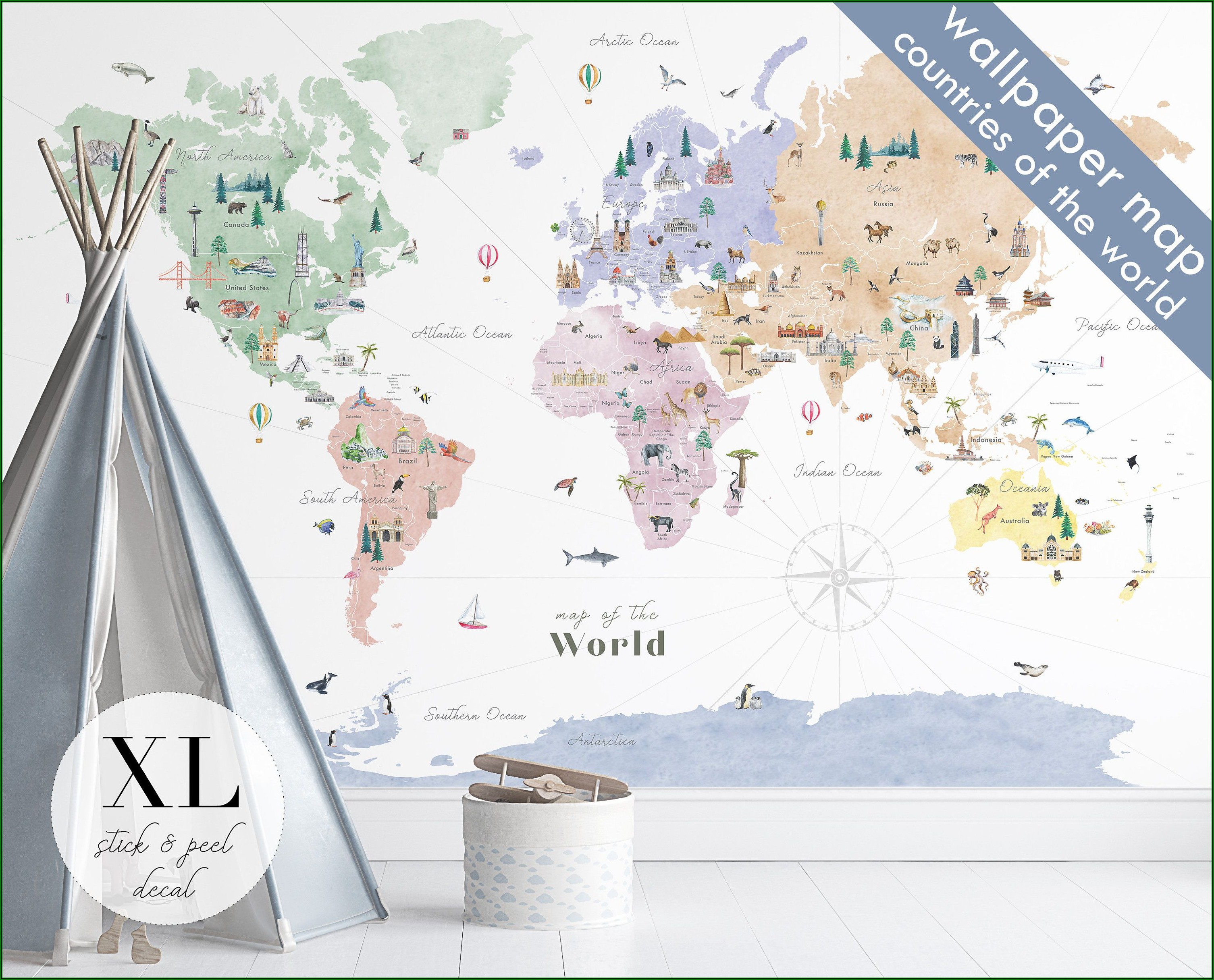 Wall Decal Map Of The World