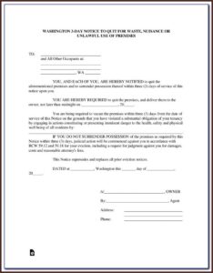Washington State Rental Agreement Form Pdf