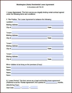 Washington State Rental Lease Agreement Forms Free