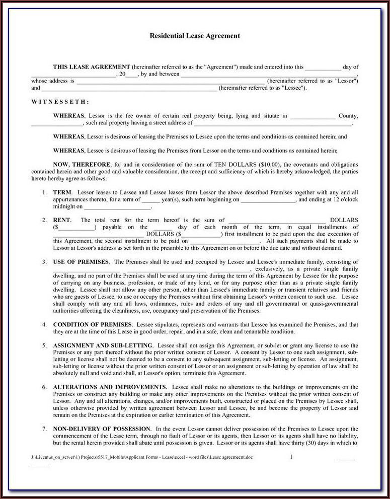 Wisconsin Residential Lease Form Free