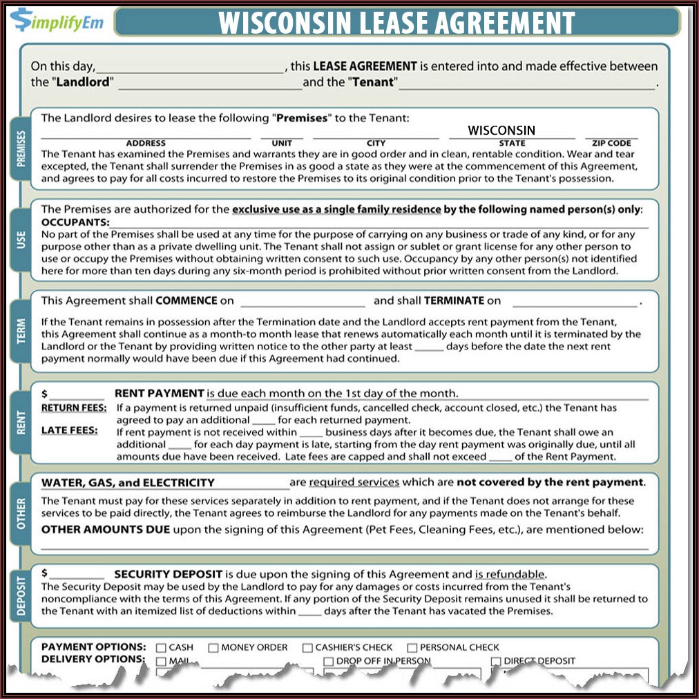 Wisconsin Residential Rental Agreement Form