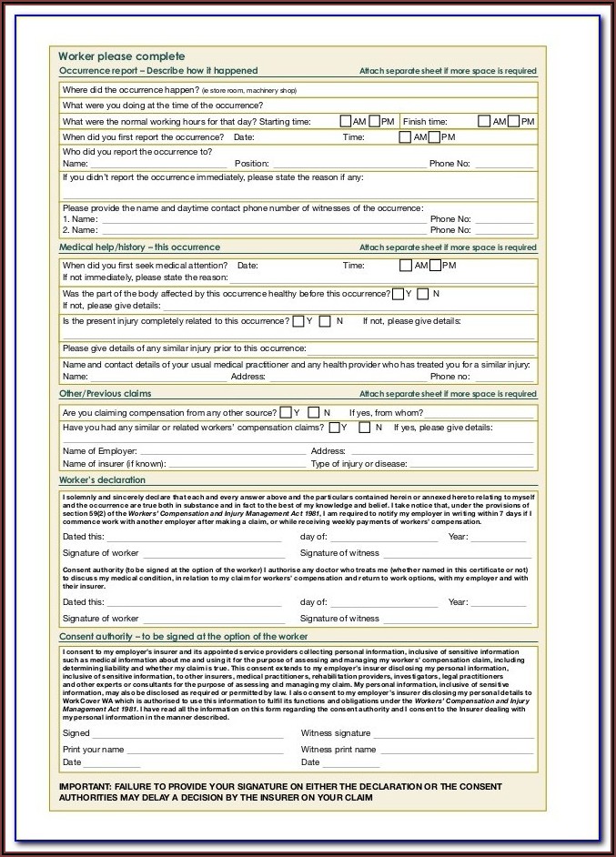 Workers Compensation Claim Form Nsw