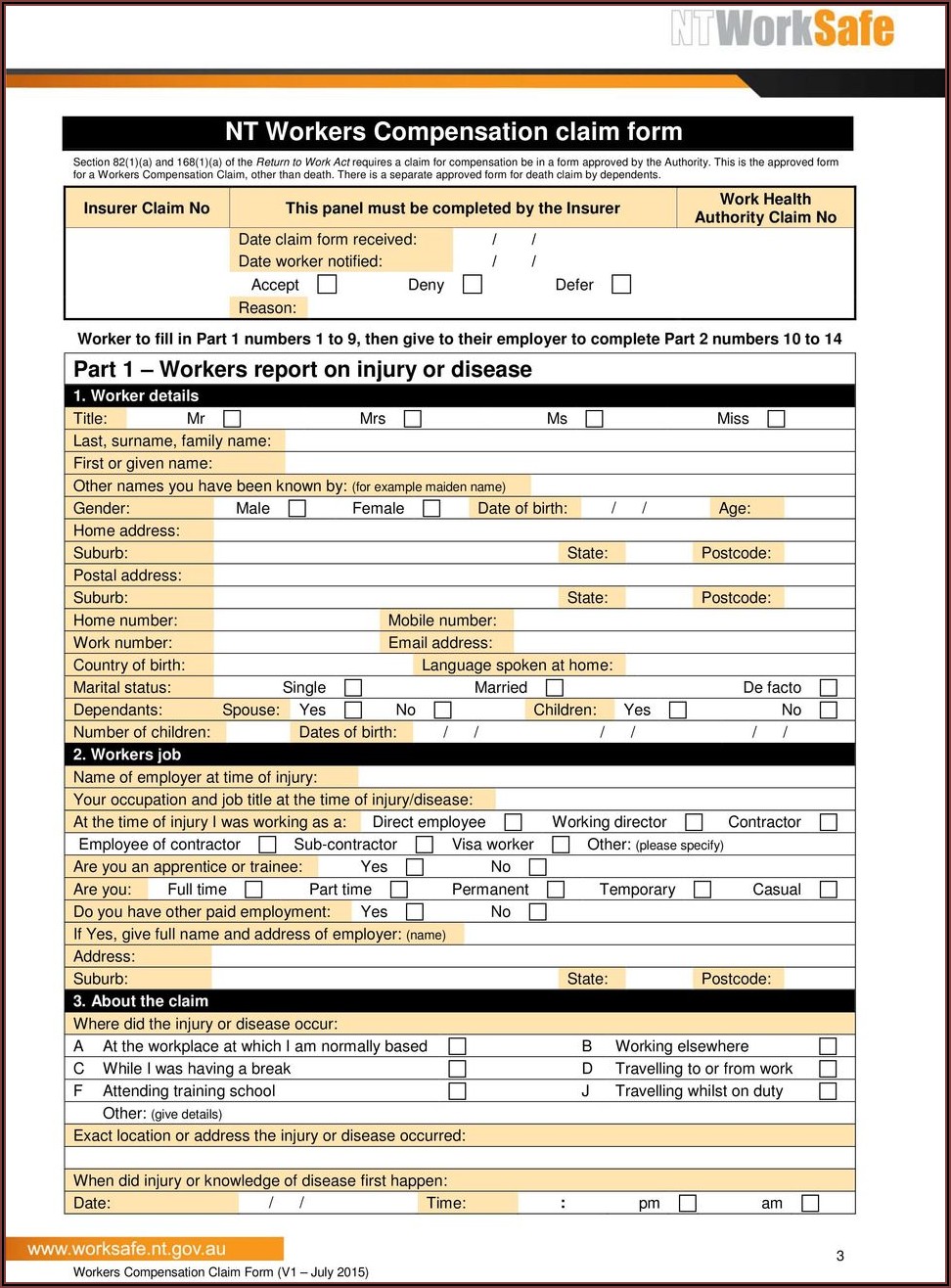 Workers Compensation Claim Form