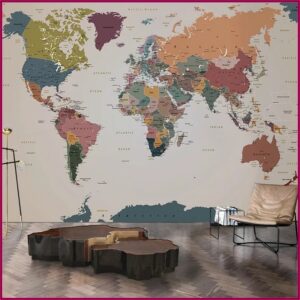 World Map Wall Mural Wallpaper