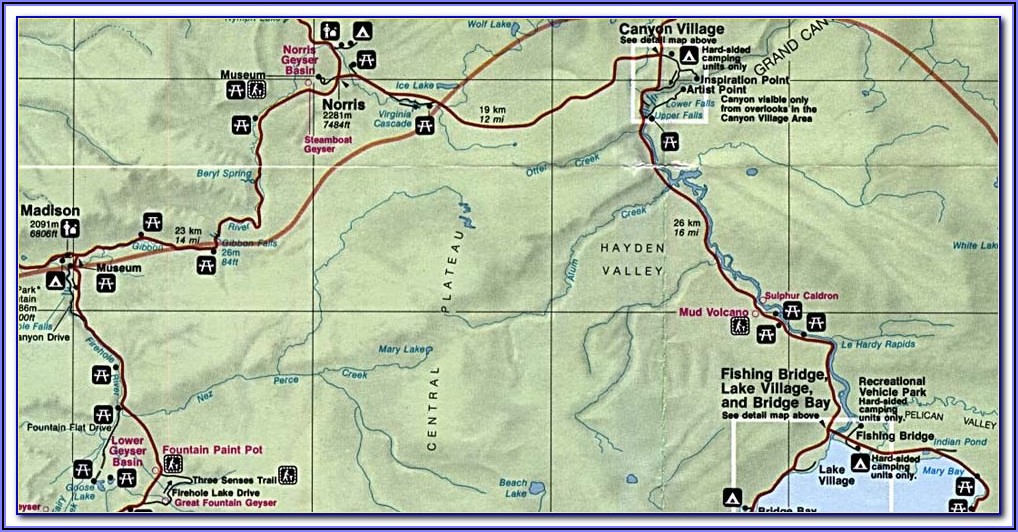 Yellowstone National Park Accommodations Map