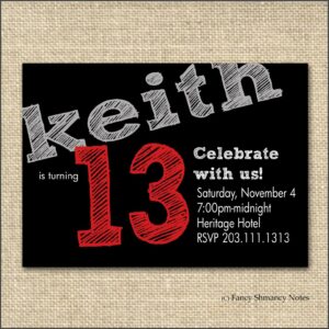 13th Birthday Invitation Wording Boy