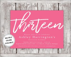 13th Birthday Party Invitations Printable