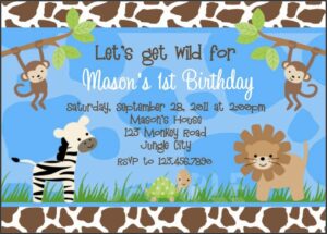 1st Birthday Invitation Boy Jungle Theme